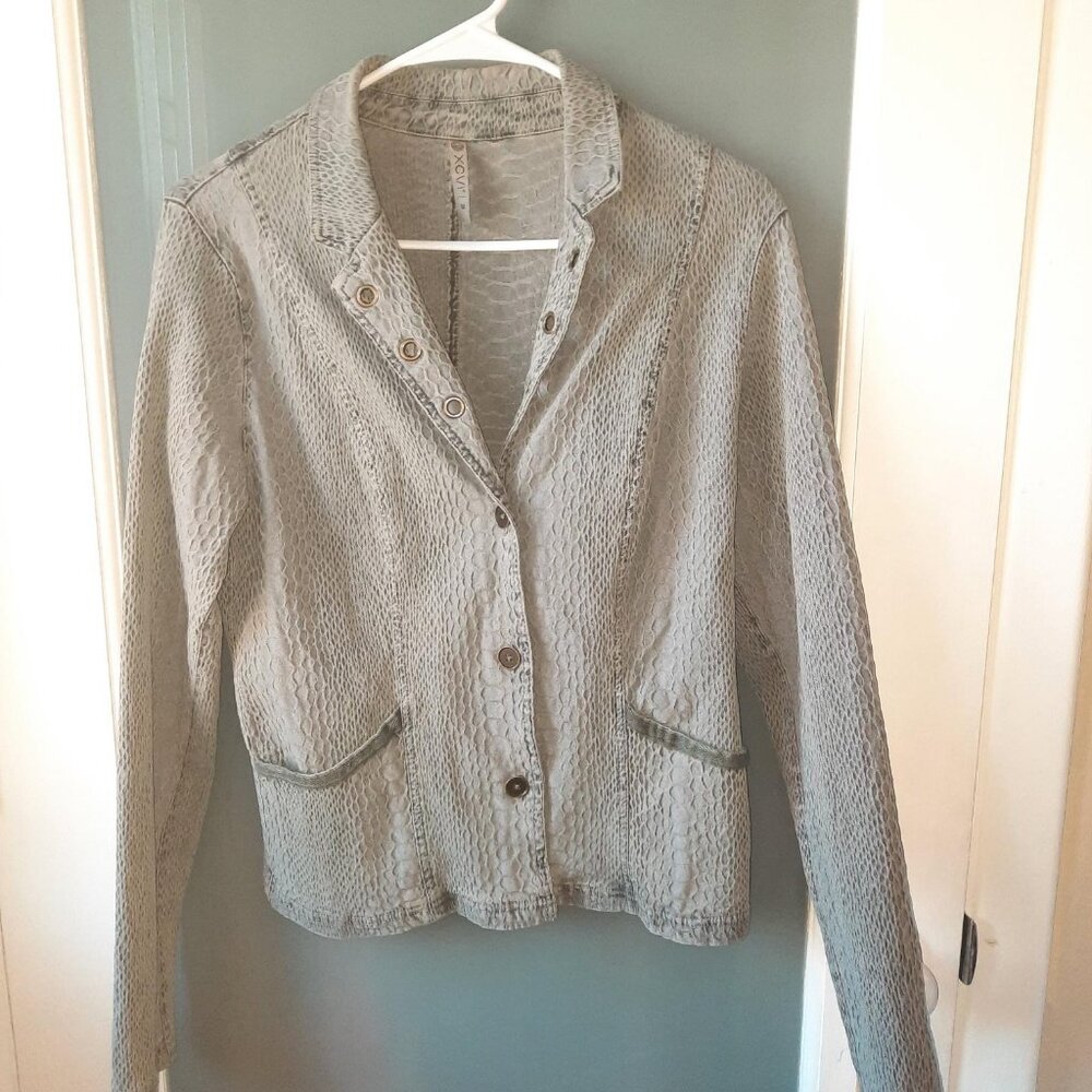 Women's XCVI Inglebert Snakeskin Blazer Jacket Icey Gray Medium